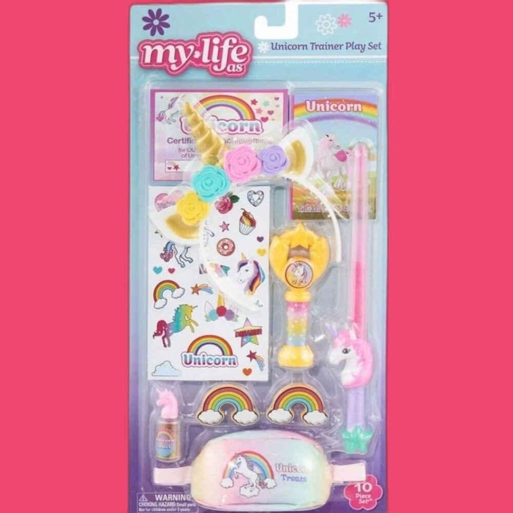 My Life As Rainbow Unicorn Trainer 10 Piece Play Set For 18 Inch Dolls NEW